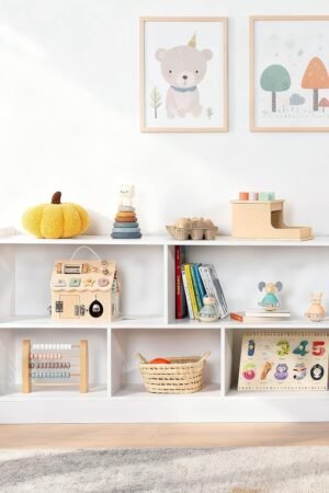 Five-Compartment Wooden Toy Shelf (Open Style)